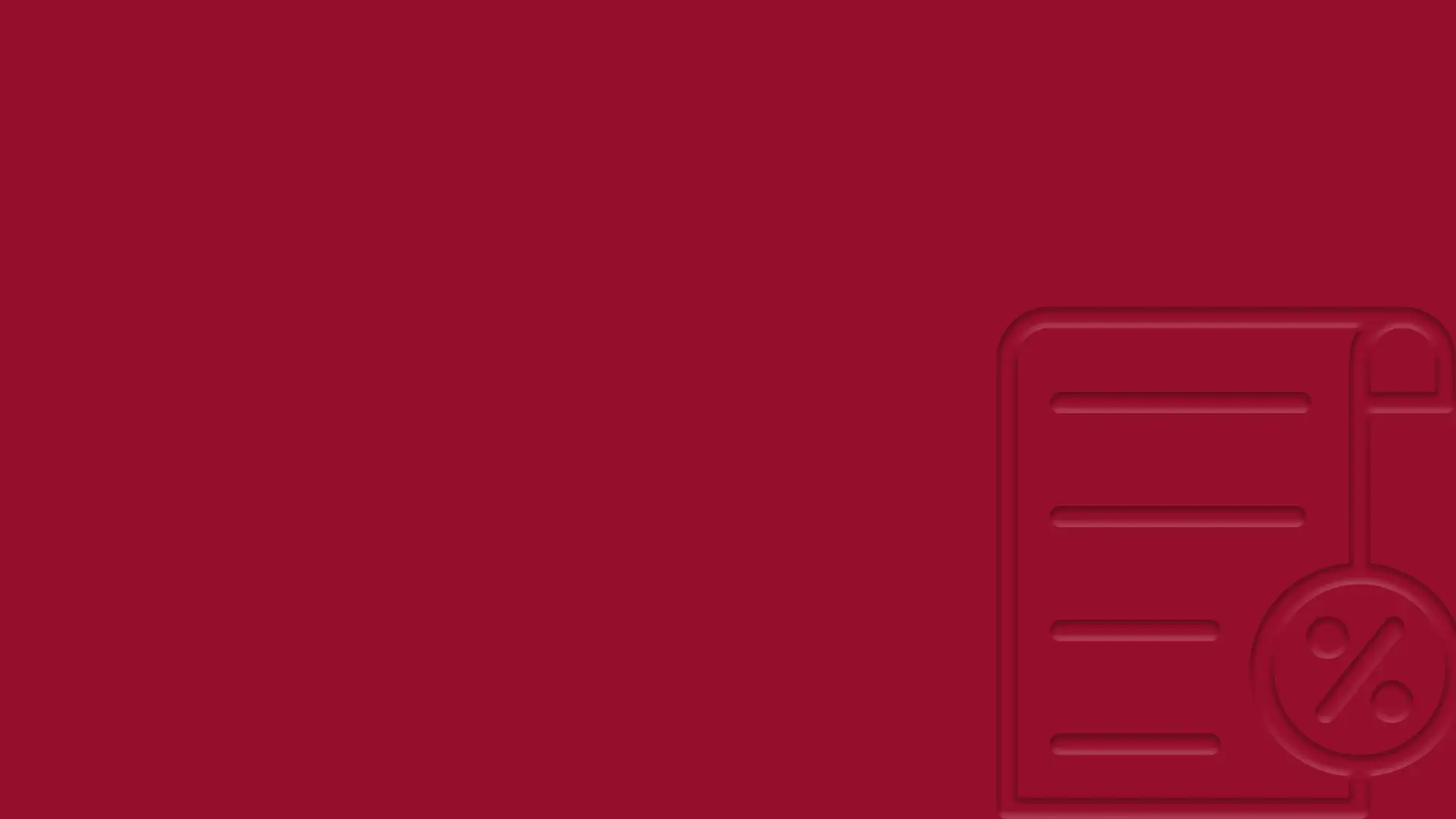 Grafik mit dunkelrotem Hintergrund. Oben links befindet sich das weiße Logo „Tholen & Partner“. Unten rechts ist eine dezente, ton-in-ton gestaltete Illustration eines Steuerdokuments mit Prozentzeichen zu sehen. Das minimalistische Design dient als Titelgrafik zum Thema Steuern und Steuerberatung.